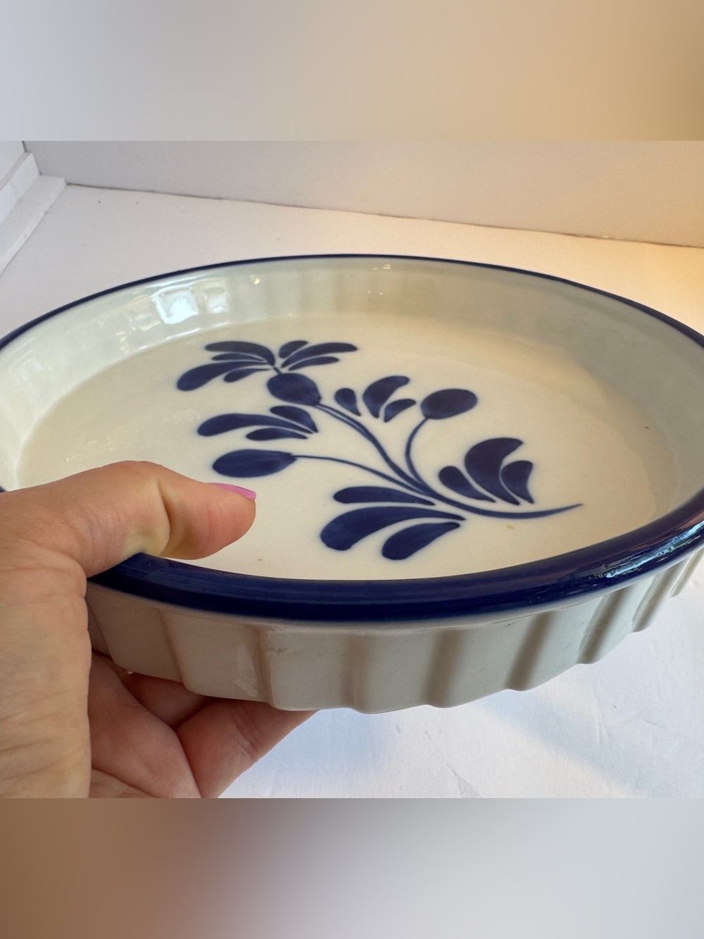 Viana Do Castelo Hand-Painted Ceramic Flan Baking Dish from Portugal